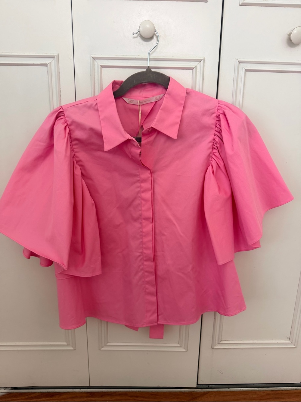 Ara Hot Pink Button-Down Puff Sleeve Shirt